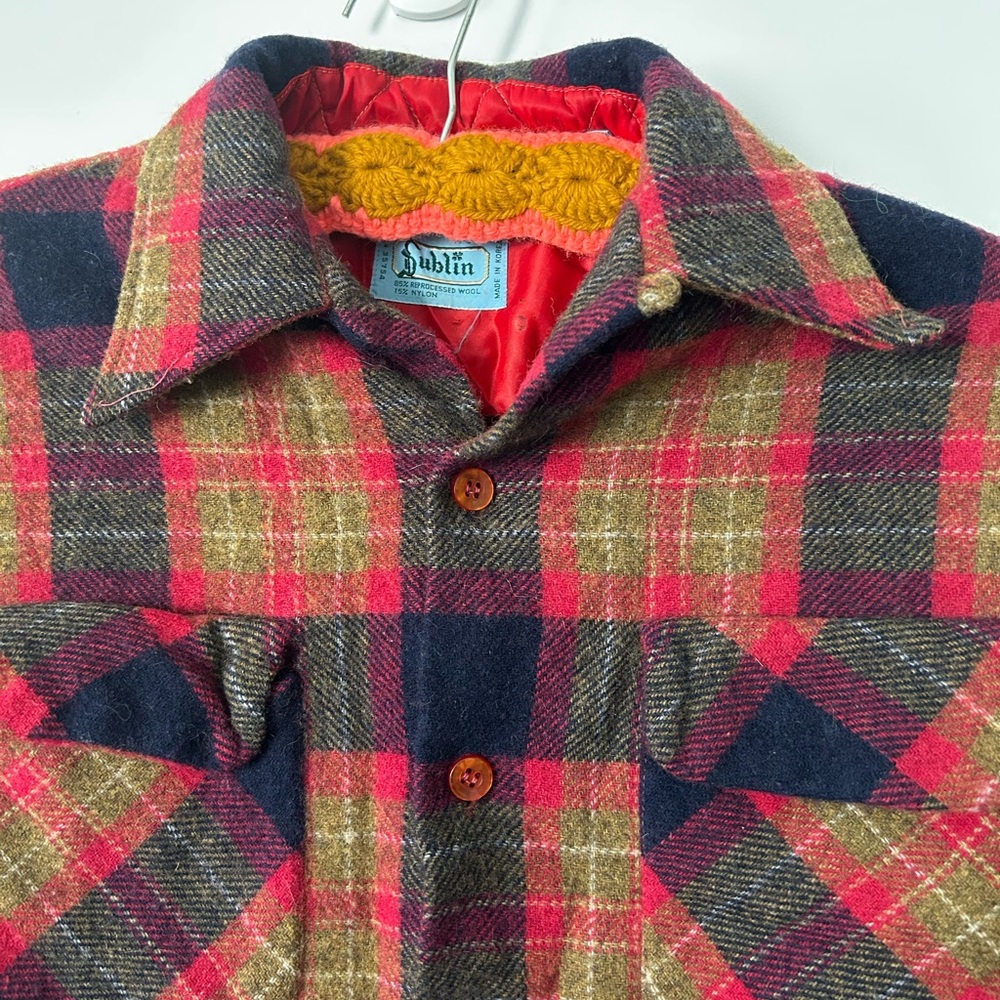 Dublin Vintage Wool Women's Plaid Button Down T-Shirt